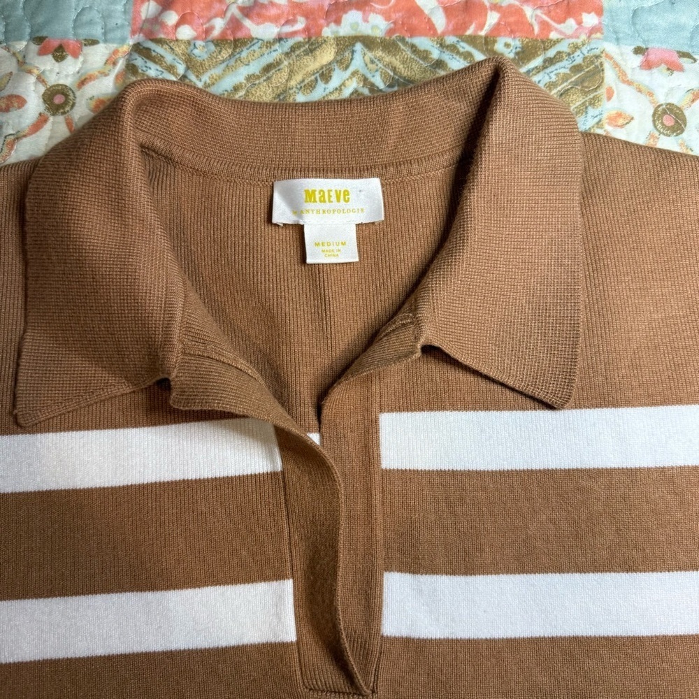 Maeve Stripe Collared Sleeveless Sweater Vest Medium - Picture 10 of 12